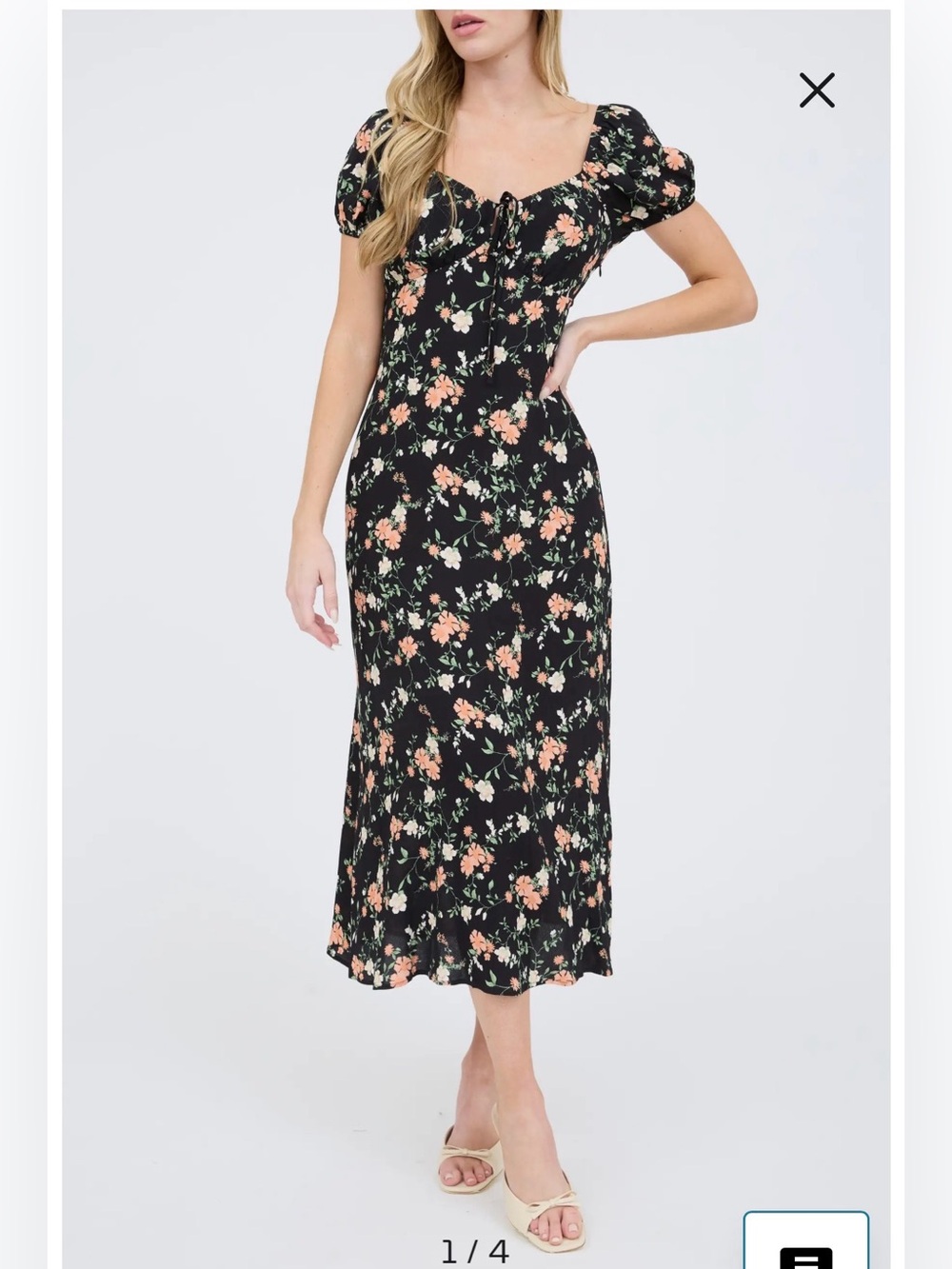 NWT- Blue Pepper The Worksop Floral Midi Dress, Black Multi, size Small